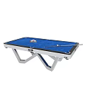 Stylish Blue Felt Pool Table With White Frame Billiard Balls And Cue Stick