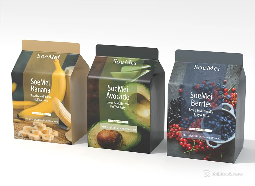 SoeMi Banana Avocado Berries Fruit Drink Boxes With Fresh Fruit 3d model 