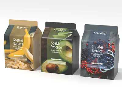 SoeMi Banana Avocado Berries Fruit Drink Boxes With Fresh Fruit 3d model