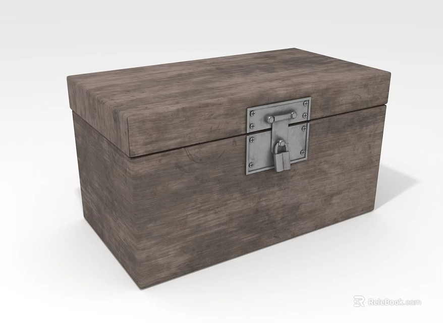 Rustic Wooden Storage Chest With Secure Metal Lock For Home Organization 3d model 