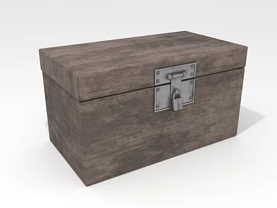 Rustic Wooden Storage Chest With Secure Metal Lock For Home Organization 3d model