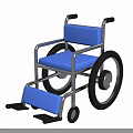 Medical Device Wheelchair With Blue Seat Metal Frame And Black Wheels