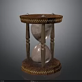 Vintage Decorative Hourglass With Wooden Frame Ornate Edges And Glass Bulbs