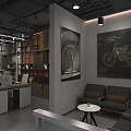 Modern Office Interior With Open Layout Wooden Shelves Desk Chairs And Decorative Art