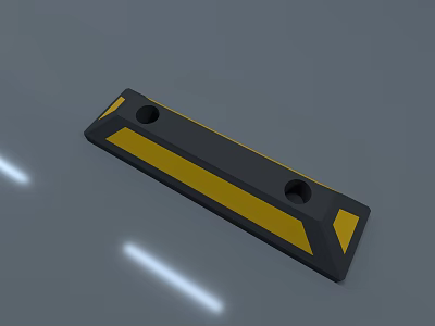 Road Facility Black And Yellow Rubber Parking Stopper With Mounting Holes 3d model