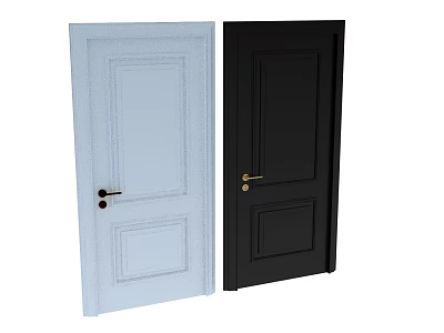 White and Black Front Doors with Classic Design and Metal Handles 3d model