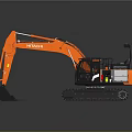 HITACHI Orange Tracked Excavator With Front Bucket Spacious Cab And Metal Tracks