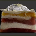 Delicious Layered Cake With Whipped Cream Topping And Colorful Fruit Layers
