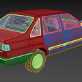 Red Volkswagen Classic Sedan Car With Black Trim And Chrome Details