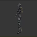 Futuristic Female Robot 3D Model With Metallic Armor And Red Accents