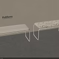 Poliform Modern Benches With Light And Patterned Upholstered Seats And Metal Frames 3d model