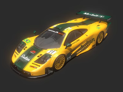 Yellow And Green Race Car With Barilla Castrol Livery Racing Aerodynamic Design And Number 11 3d model