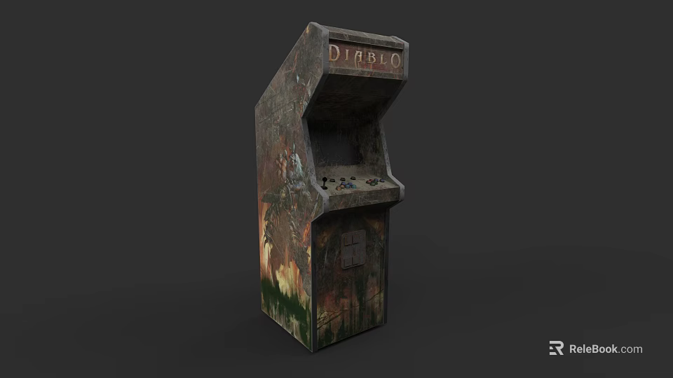 Vintage Diablo Arcade Machine With Worn Surface And Rustic Design 3d model 