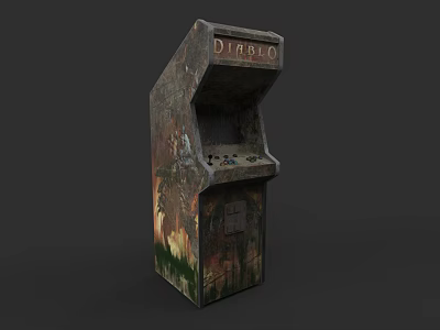 Vintage Diablo Arcade Machine With Worn Surface And Rustic Design 3d model