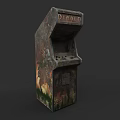 Vintage Diablo Arcade Machine With Worn Surface And Rustic Design
