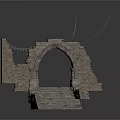 Ancient Stone Archway Structure With Stone Steps And Wall Details 3d model