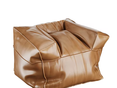 Comfortable Brown Leather Bean Bag Chair For Modern Living Room Seating 3d model