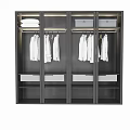Dark Modern Wardrobe Interior Design With Hanging Shirts Drawers And Stacked Clothes