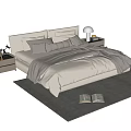 Double bed carpet bedside table lamp 3d model