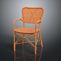 Orange Rattan Leisure Chair With Woven Design And Armrests For Comfortable Seating