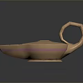 Brass Aladdin Lamp Sculpture With Intricate Engraved Patterns Decorative Handle And Base Design