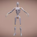 Humanoid Robot Character With Metallic Body And Golden Joints 3D Model Design