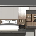 Modern Elegant Hotel Room Interior With King Size Bed Minibar And Cozy Sofa