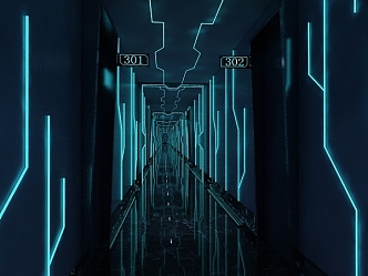 Cyberpunk style ktv corridor sci-fi wind corridor 3d model