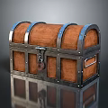 Vintage Style Wooden Storage Chest with Metal Straps and Lock as Home Furniture
