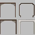 Chinese Style Decorative Frames With Carved Patterns In Brown And White Tones 3d model