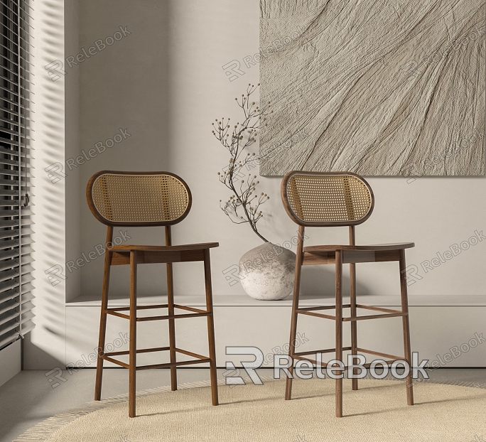 Rattan Bar Chair Combination model