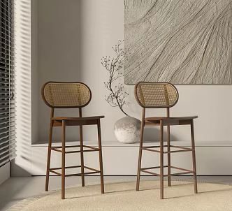Rattan Bar Chair Combination 3d model