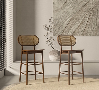 Rattan Bar Chair Combination 3d model