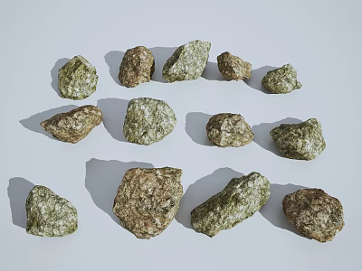 Natural Decorative Stones And Wood Materials For Interior Design Ideas 3d model