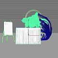 Modern Check-in Desk With Female Staff Easel And Green Plant Decoration