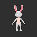 3D Rabbit Character For Game And Movie With Long Pink Ears White Body And Pink Belly