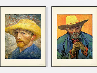Modern Oil Painting Van Gogh Portrait Pattern Oil Painting Combination 3d model