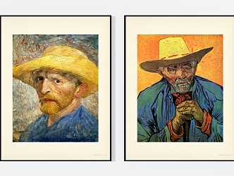 Modern Oil Painting Van Gogh Portrait Pattern Oil Painting Combination 3d model