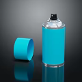 Blue Spray Can With Matching Cap On Black Reflective Surface Design 3d model