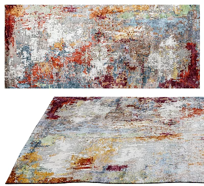 Artistic Colorful Square Area Rug With Abstract Patterns 3d model