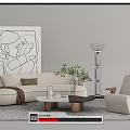 Modern Sofa Coffee Table Combination Single Sofa Multiplayer Sofa Floor Lamp 3d model