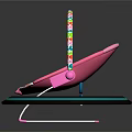 Pink Baby Bouncer With Colorful Hanging Toys And Lighted Base Design Features