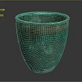 Decorative Vintage Green Ceramic Pot With Copper Rim And Textured Design