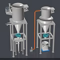 Industrial Processing Equipment With Cylindrical Tanks Stands Motors And Connecting Pipes