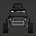 SK Performance Black Off Road SUV Featuring Roof Rack And Track Tires Design