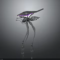 Futuristic Sci Fi Mechanical Creature With Long Slender Legs And Metallic Head Structure 3d model