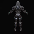 Sci Fi Robot Character With Metallic Armor And Glowing Blue Elements For Game And Movie
