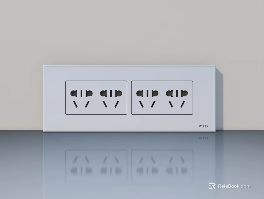 VIFA White Wall Mounted Double Three Pin Socket With Smooth Surface Design 3d model