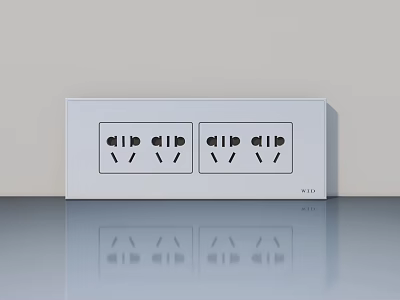 VIFA White Wall Mounted Double Three Pin Socket With Smooth Surface Design 3d model