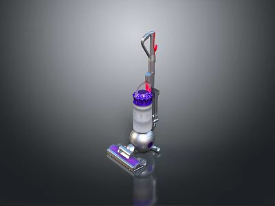 Upright Purple And Silver Vacuum Cleaner With Cleaning Head And Handle 3d model